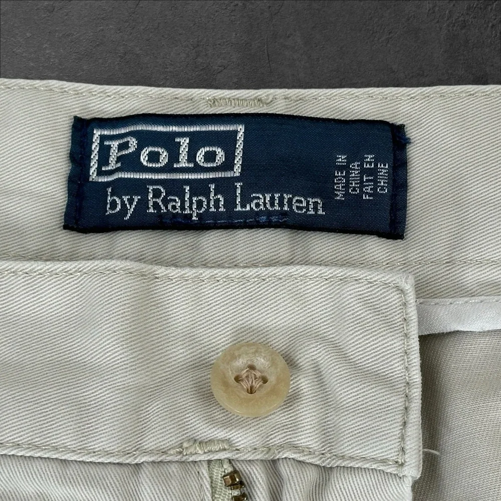 Polo‎ Ralph Lauren Chino Shorts Mens 42 x 9 Tan Khaki Flat Front Cotton Logo